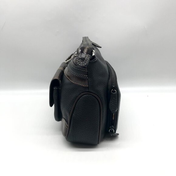 Brighton Black & Brown Croc Embossed Leather Organizer Shoulder Bag - Picture 3 of 12